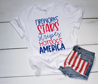 Fireworks Stars Stripes Hotdogs America OS41