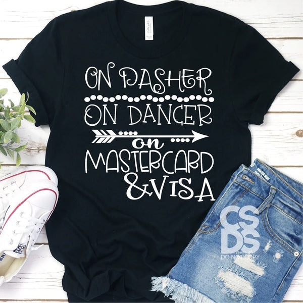 On Dasher, On Dancer, on MasterCard & Visa OS20