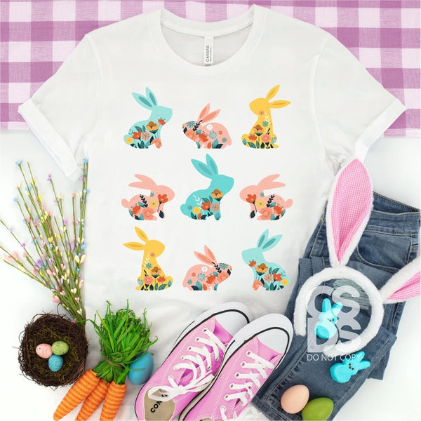 Colorful Floral Bunnies OS53