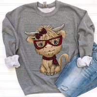 Winter cow with glasses sweatshirt PVD55